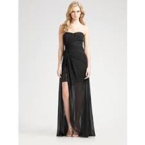 Black Aiden Mattox Strapless Gown